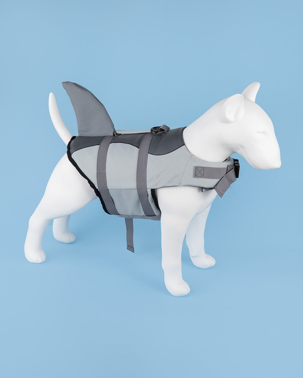 Hundeschwimmweste „Doggy Shark“ – Rettungsweste im Haifisch-Design, mit Griff & Reflex, Größen XS–XL“